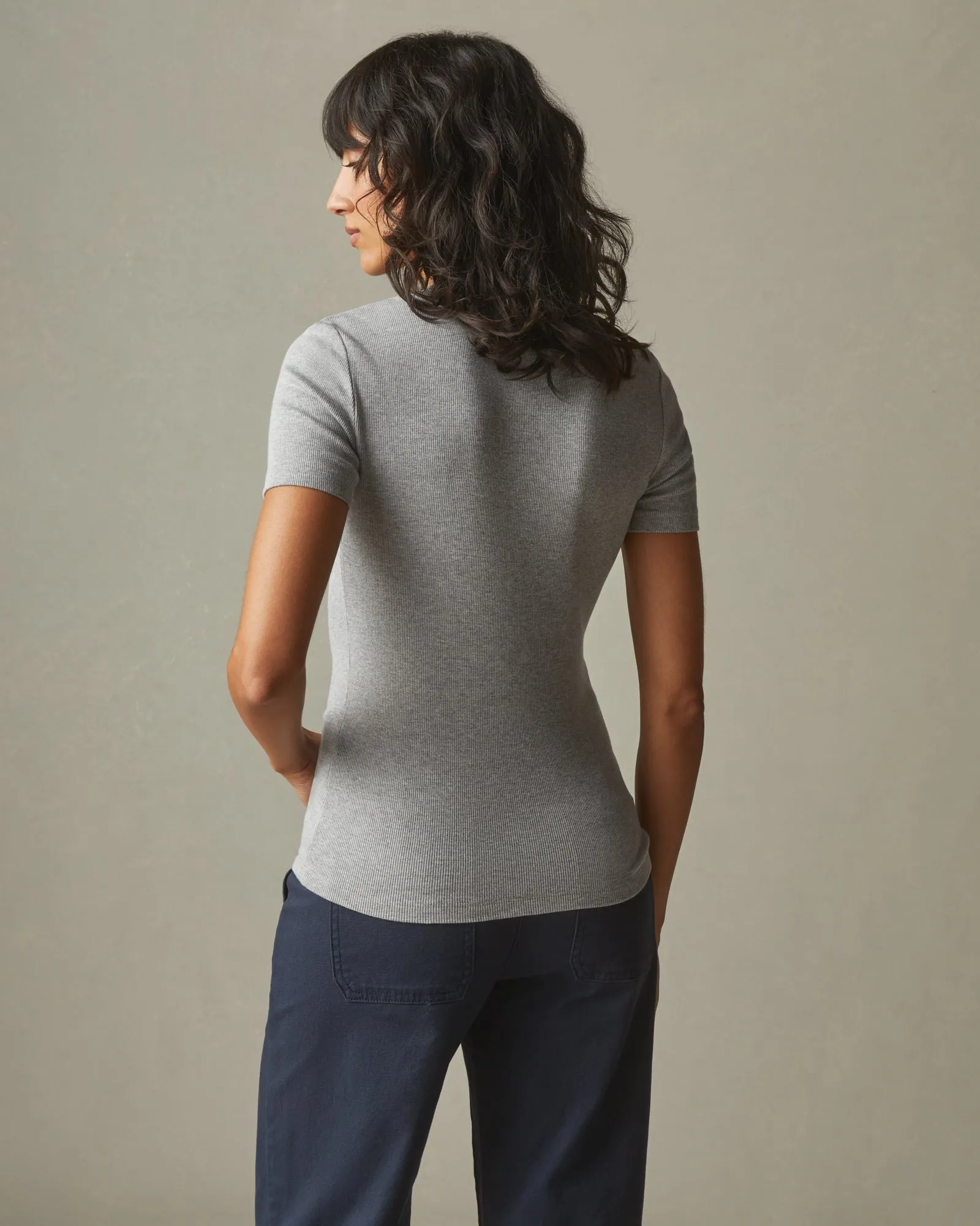 Women's Stretch Rib Crew Tee - Heather Grey sold by American Giant product image thumbnail 2