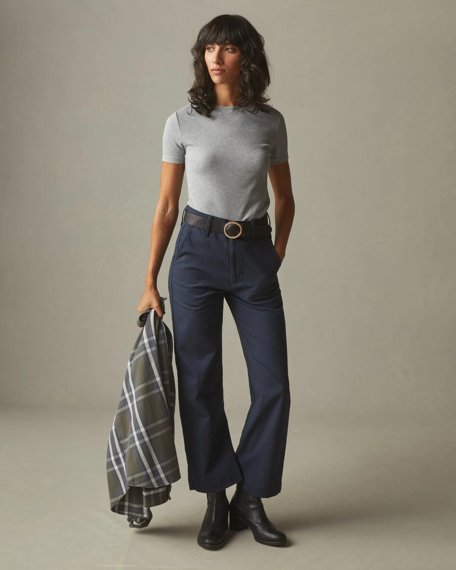 Women's Stretch Rib Crew Tee - Heather Grey sold by American Giant product image thumbnail 4