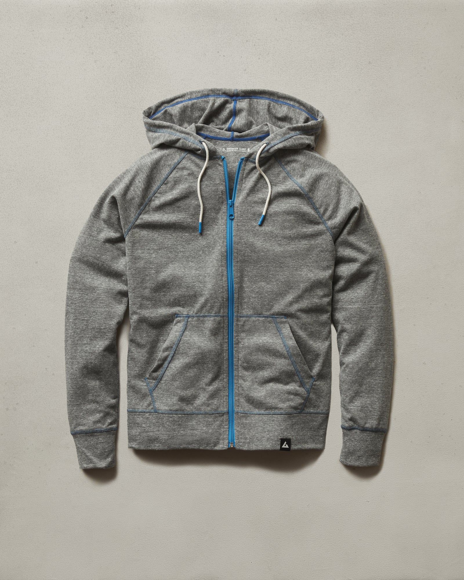 Men's Contrast Lightweight Full Zip - Black Heather sold by American Giant