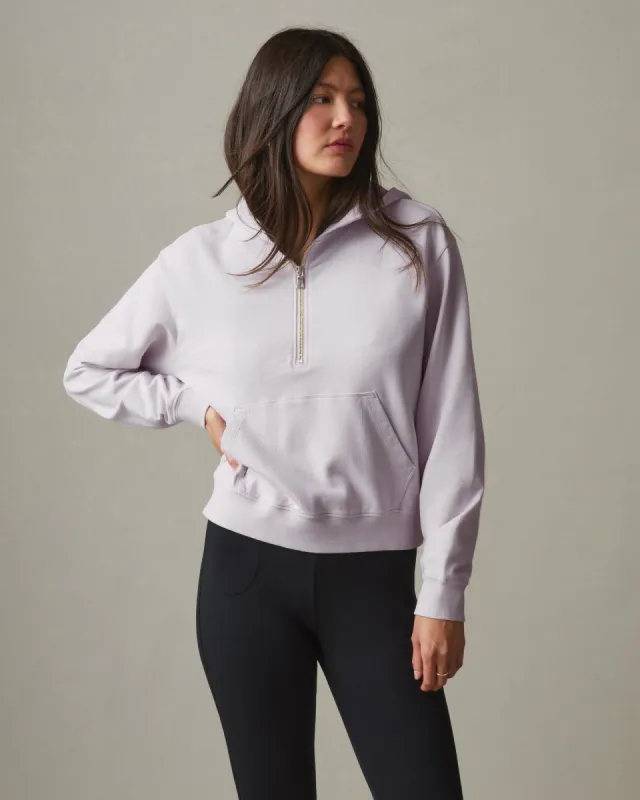 Women's French Terry Half Zip Hoodie - Mauve Mist sold by American Giant