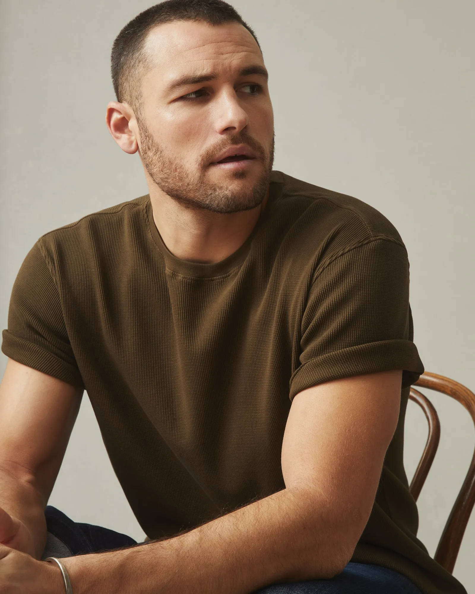 Men's Waffle Crew Tee - Beech sold by American Giant product image thumbnail 3