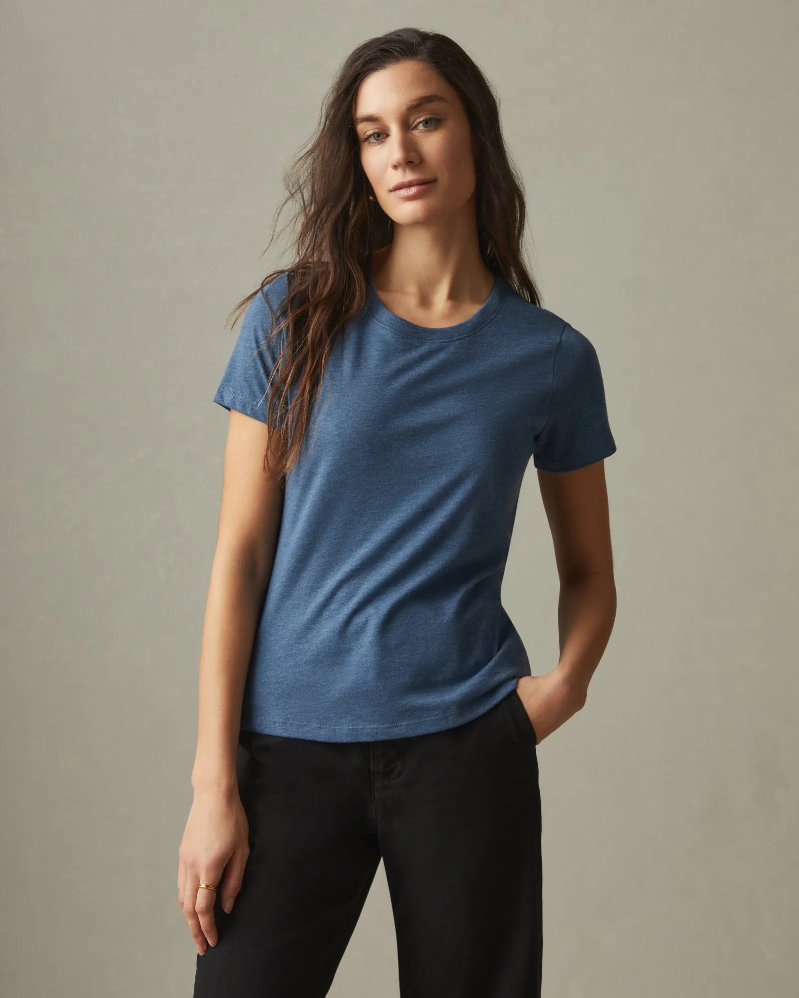 Women's Classic Cotton Crew Tee - Blue Storm Heather sold by American Giant product image thumbnail 2