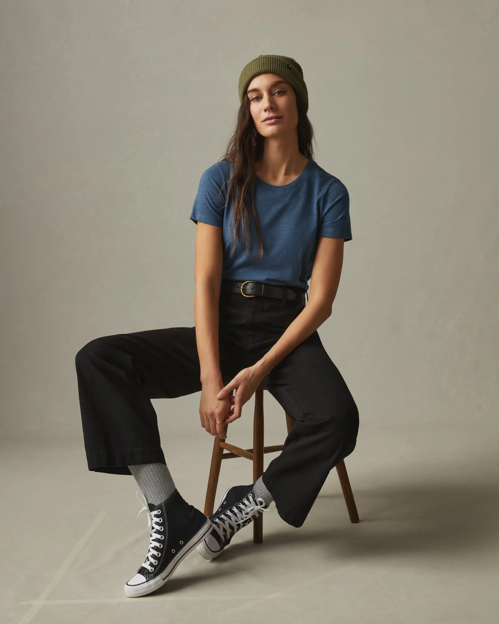 Women's Classic Cotton Crew Tee - Blue Storm Heather sold by American Giant product image thumbnail 5