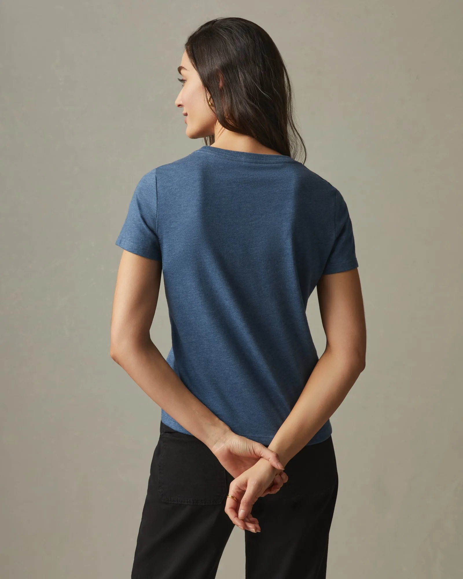 Women's Classic Cotton Crew Tee - Blue Storm Heather sold by American Giant product image thumbnail 4