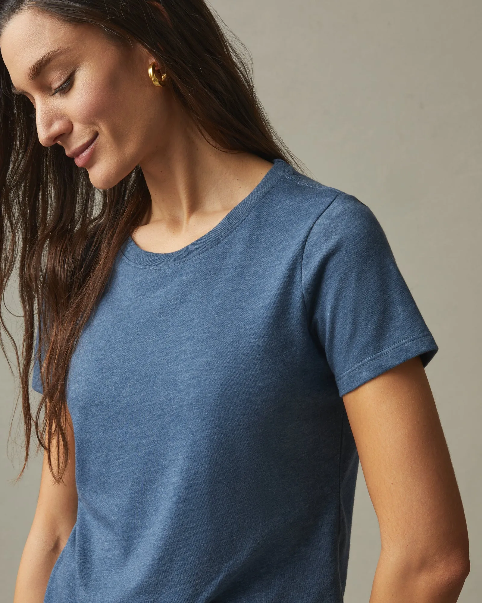 Women's Classic Cotton Crew Tee - Blue Storm Heather sold by American Giant product image thumbnail 3