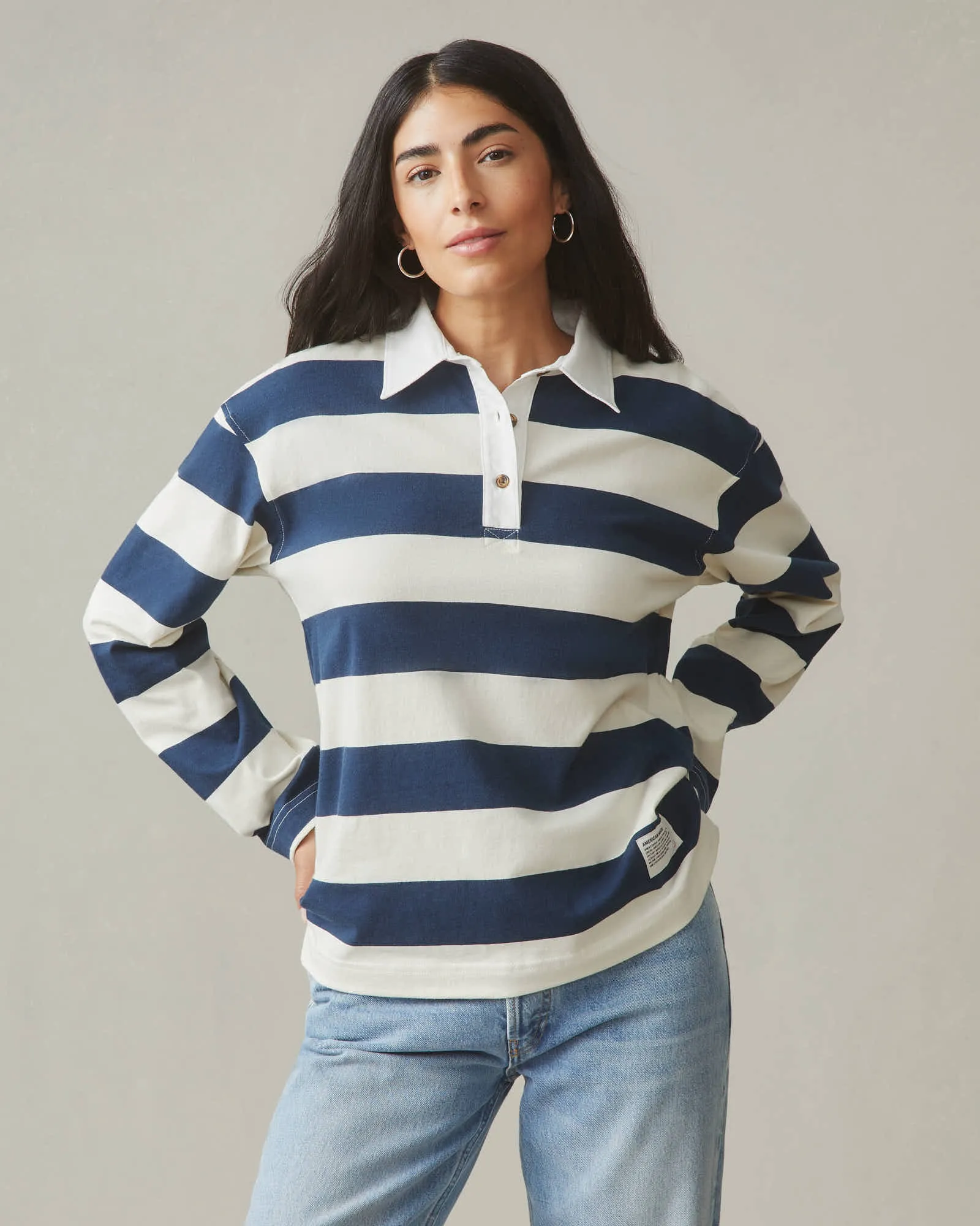 Women's Rugby Shirt - Blue Stripe sold by American Giant product image thumbnail 2