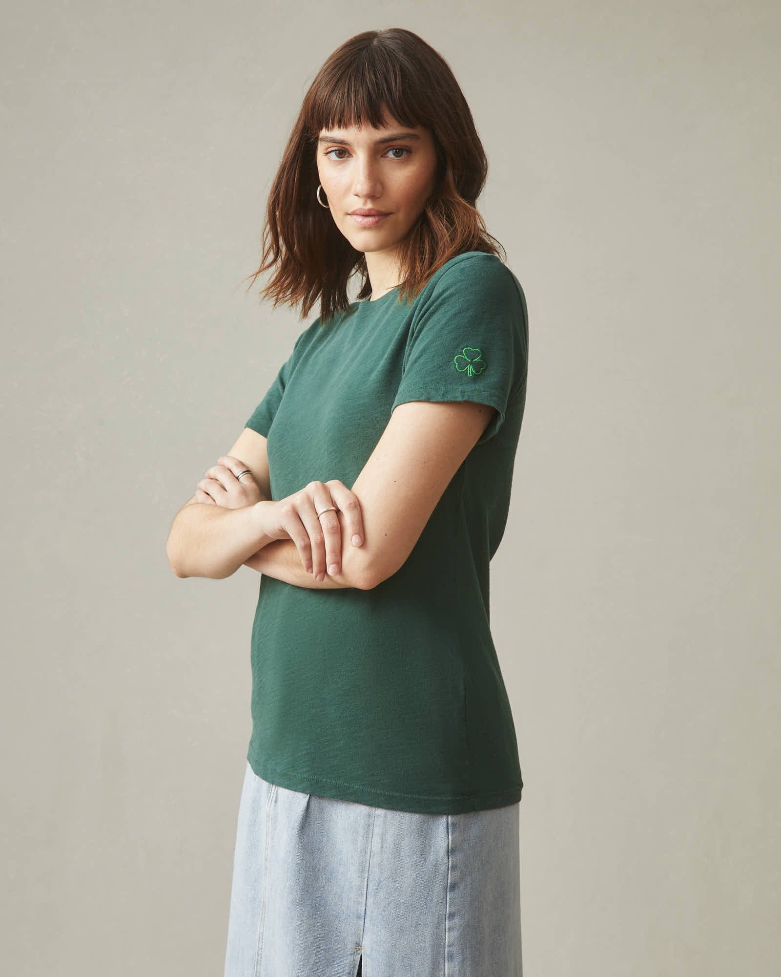 Women's Premium Slub Crew Tee St. Patricks Day - Trekking Green sold by American Giant