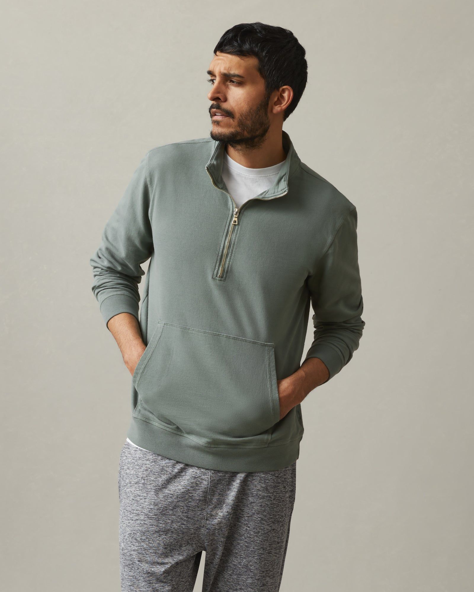 French Terry Half Zip - Agave Green sold by American Giant