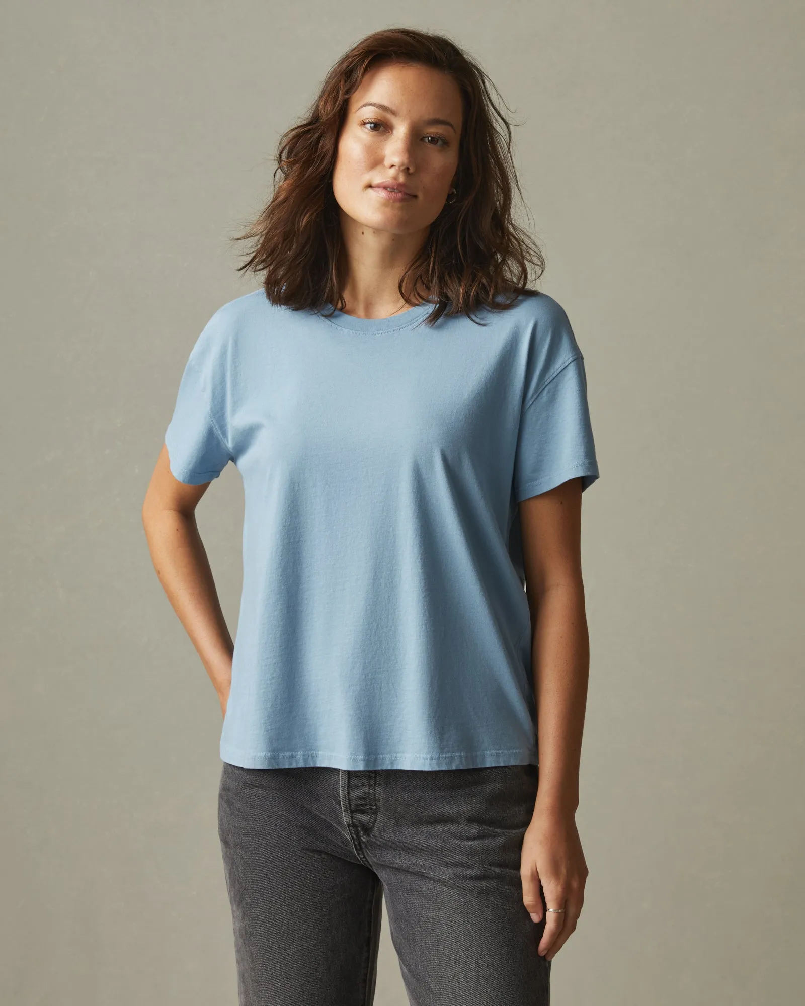 Women's Classic Relaxed Crew Tee - Mountain Blue sold by American Giant
