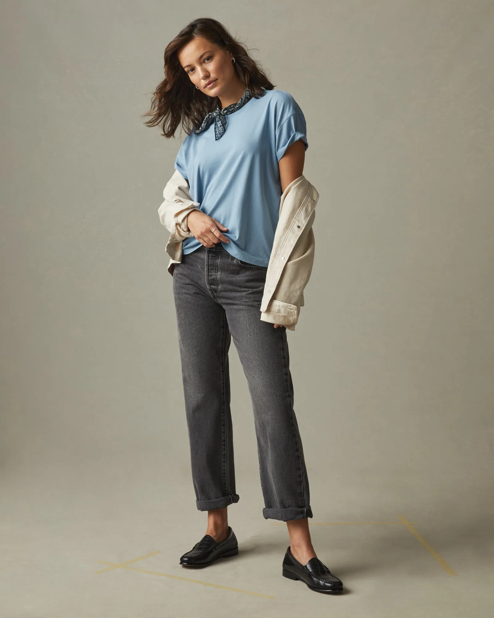 Women's Classic Relaxed Crew Tee - Mountain Blue sold by American Giant product image thumbnail 5