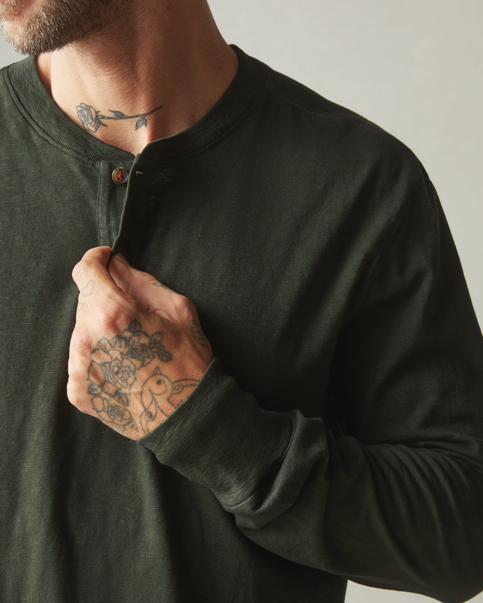 Premium Slub Henley Tee Long Sleeve - Dark Elm sold by American Giant product image thumbnail 4
