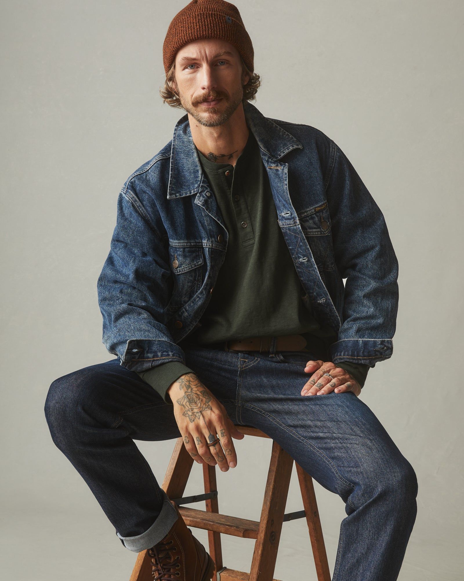 Premium Slub Henley Tee Long Sleeve - Dark Elm sold by American Giant product image thumbnail 5