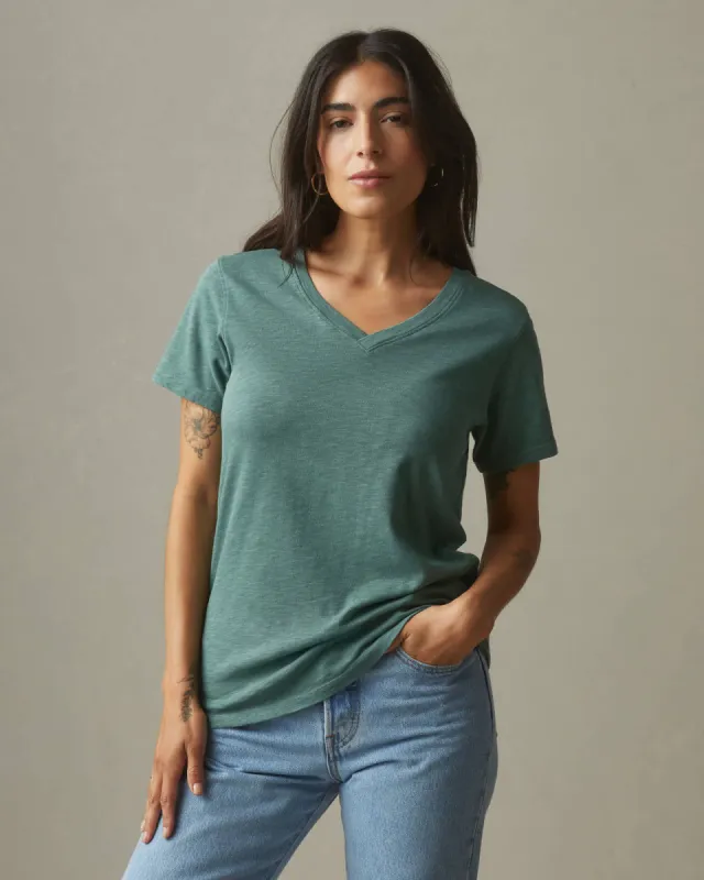 Women's Premium Slub V-Neck Tee - Sagebrush Green sold by American Giant