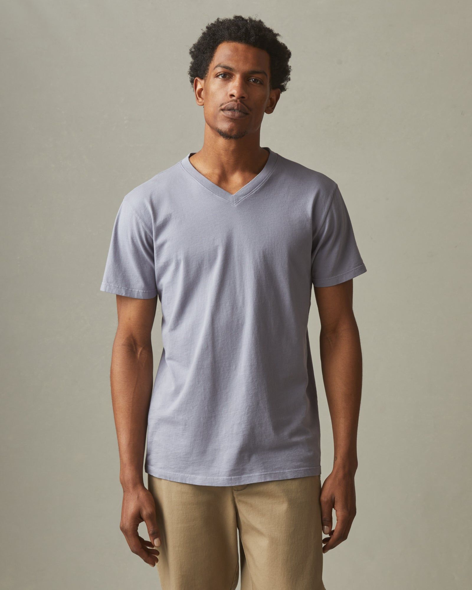 Classic Cotton V-Neck Tee - Grey Lavender sold by American Giant