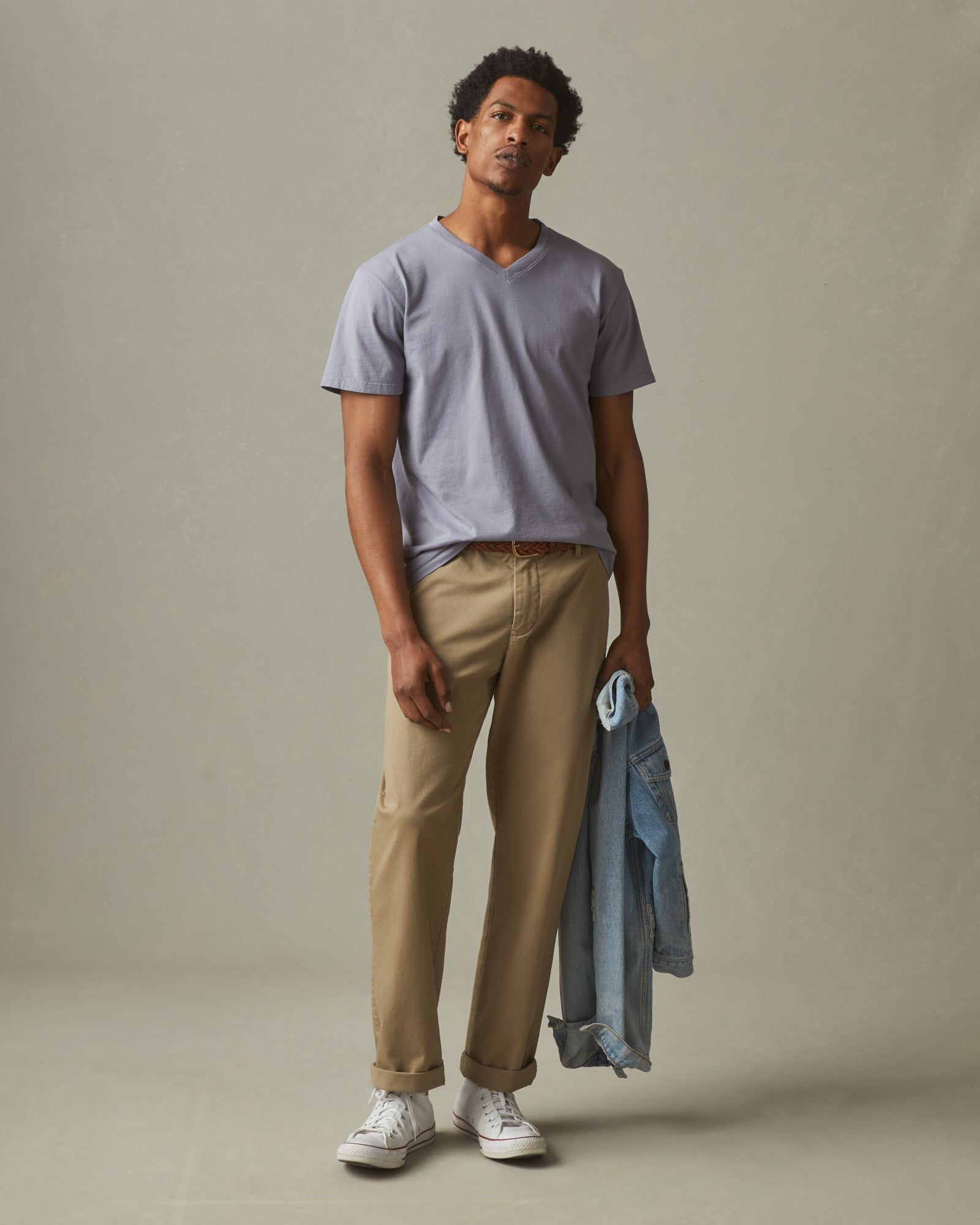 Classic Cotton V-Neck Tee - Grey Lavender sold by American Giant product image thumbnail 4