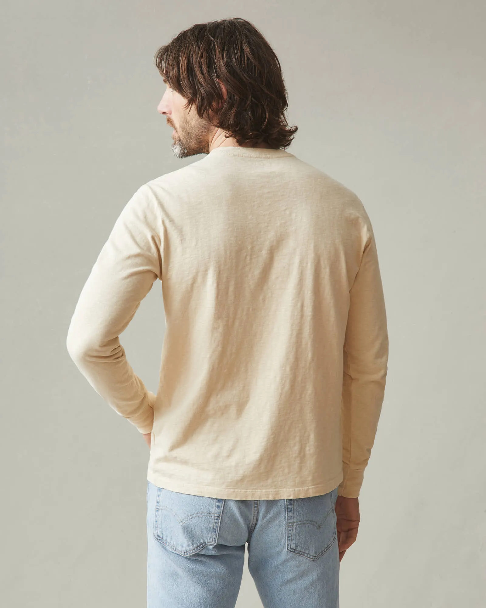Men's Premium Slub Crew Long Sleeve Tee - Creme Brulee sold by American Giant product image thumbnail 3