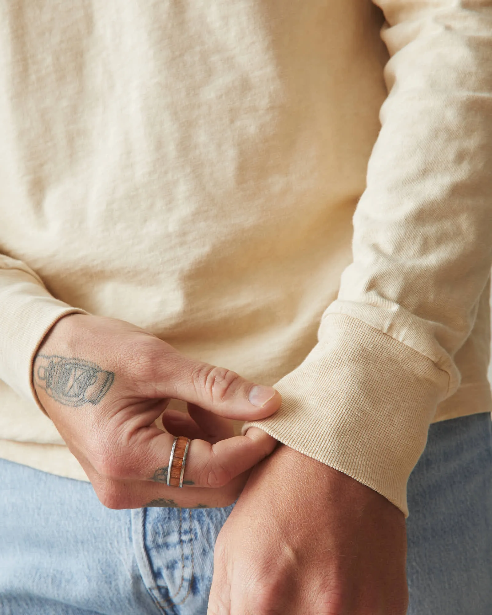 Men's Premium Slub Crew Long Sleeve Tee - Creme Brulee sold by American Giant product image thumbnail 4