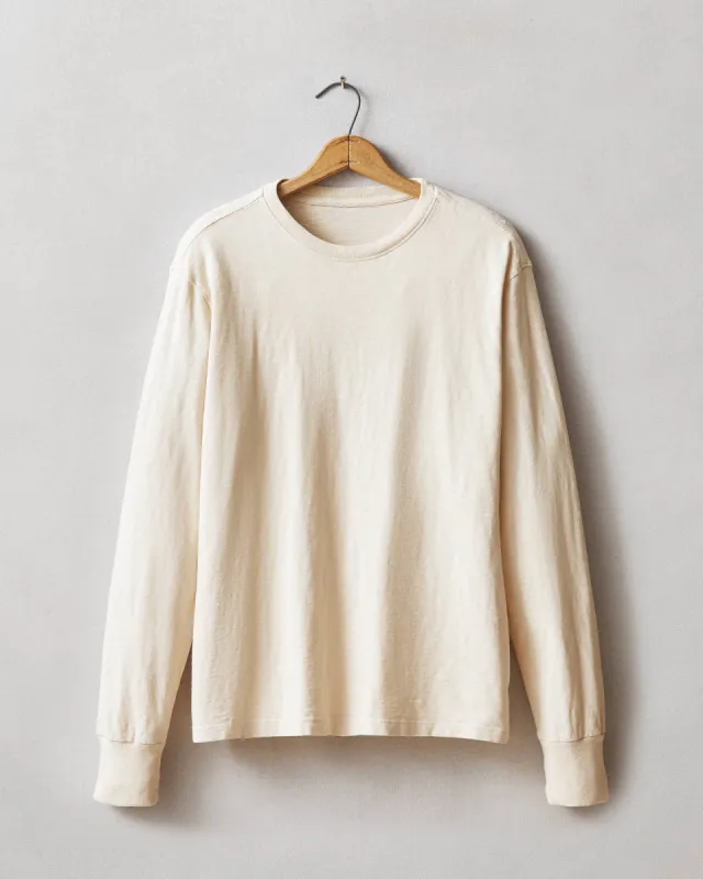 Men's Premium Slub Crew Long Sleeve Tee  - Creme Brulee sold by American Giant