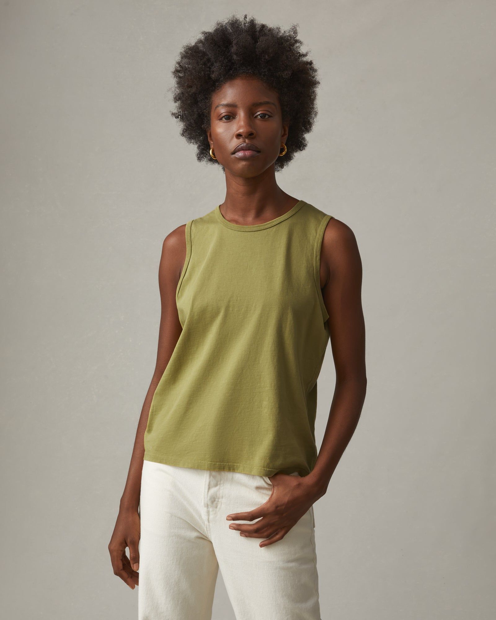 Classic Cotton Boxy Tank - Peat Moss sold by American Giant