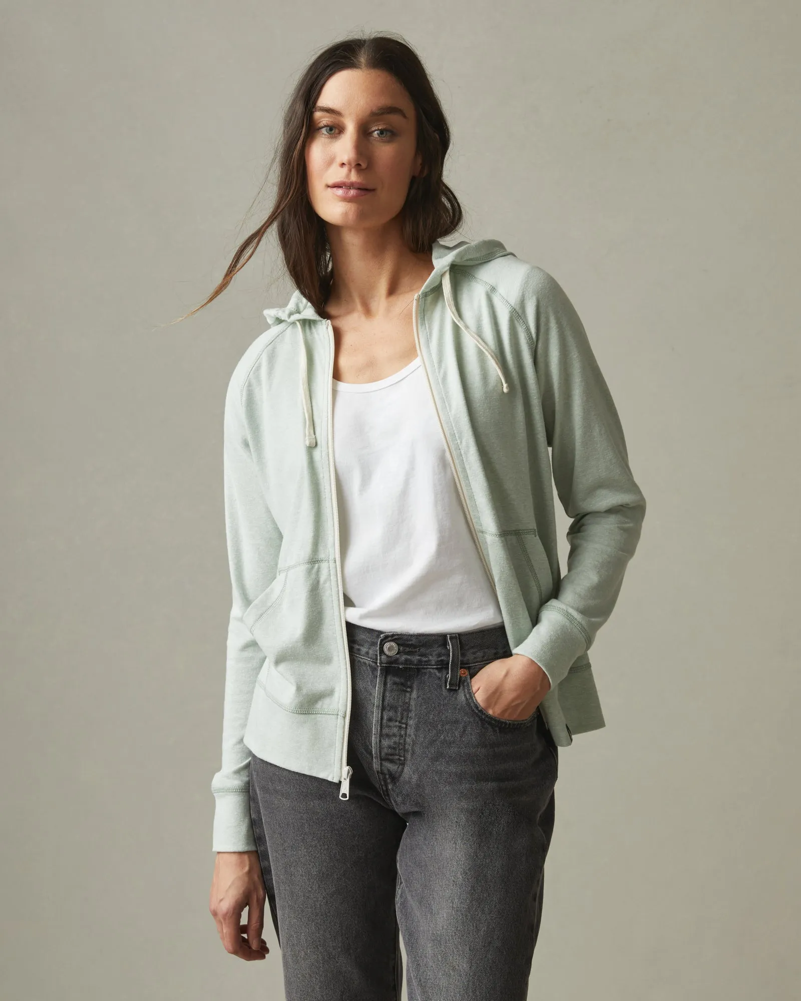 Lightweight Full Zip - Aqua Grey sold by American Giant
