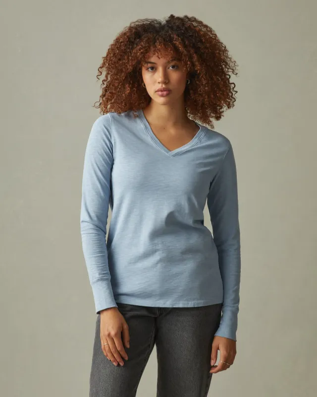 Premium Slub V-Neck Tee Long Sleeve - Light Skies sold by American Giant