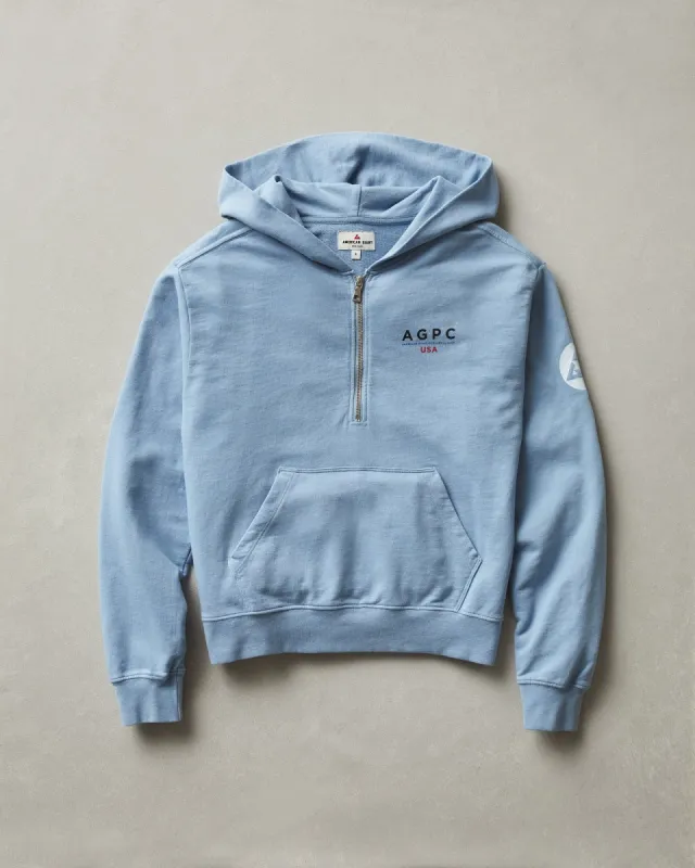 AGPC: Lightweight Cotton Half Zip Hoodie - Rain Washed sold by American Giant