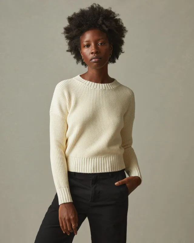 Women's Chunky Cotton Crew Sweater - Creme sold by American Giant