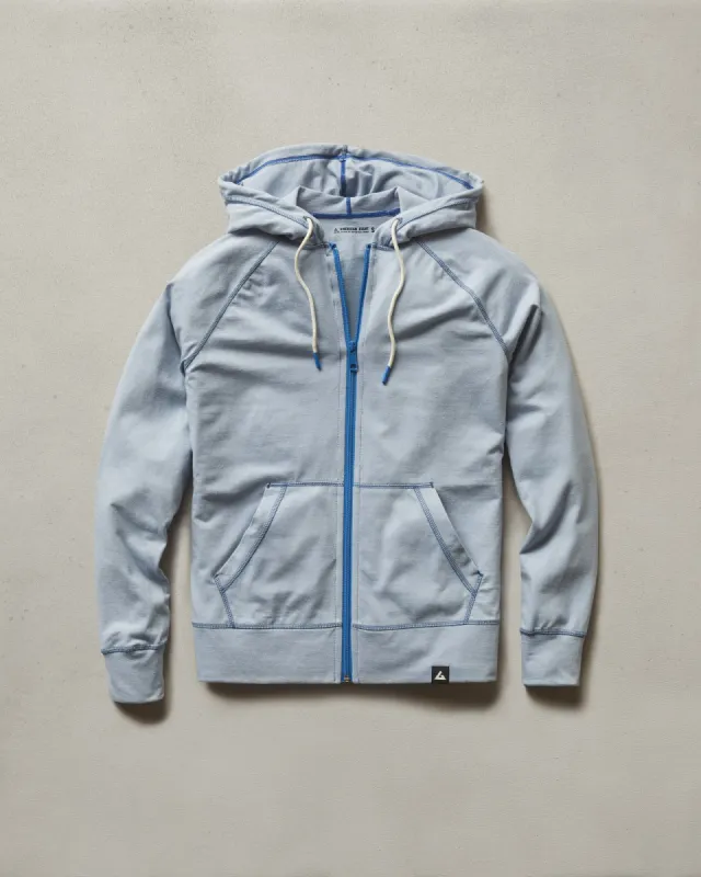 Women's Contrast Lightweight Full Zip - Blue Blizzard sold by American Giant