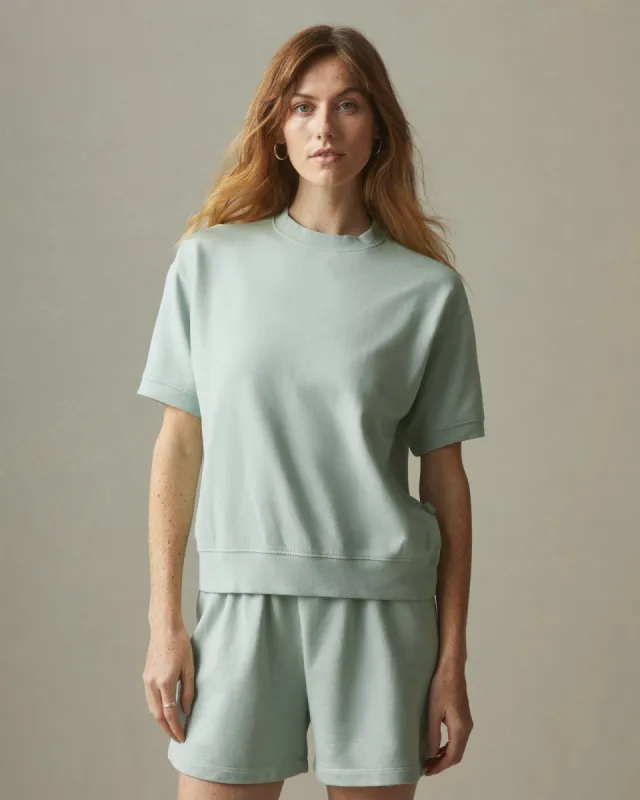 Lightweight Cotton Short Sleeve Sweatshirt - Aqua Grey sold by American Giant