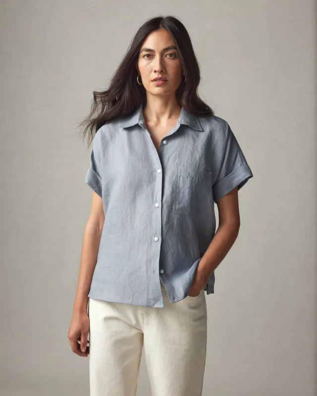 Easy Linen Shirt - Dusty Blue sold by American Giant