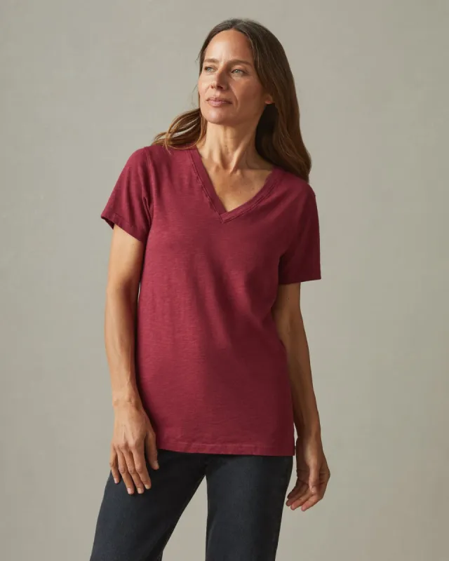 Women's Premium Slub V-Neck Tee - Bonfire Red sold by American Giant