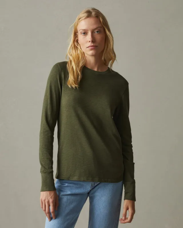 Premium Slub Crew Tee Long Sleeve - Moss sold by American Giant