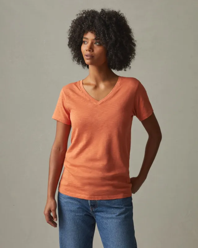 Women's Premium Slub V-Neck Tee - Dusted Clay sold by American Giant