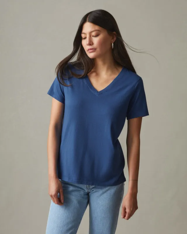Classic Cotton V-Neck Tee - Mediterranean Blue sold by American Giant