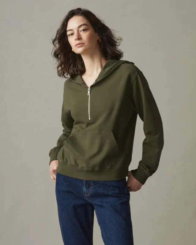 Lightweight Cotton Half Zip Hoodie - Moss sold by American Giant