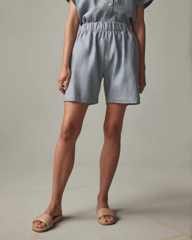 Women's Linen Short - Dusty Blue sold by American Giant