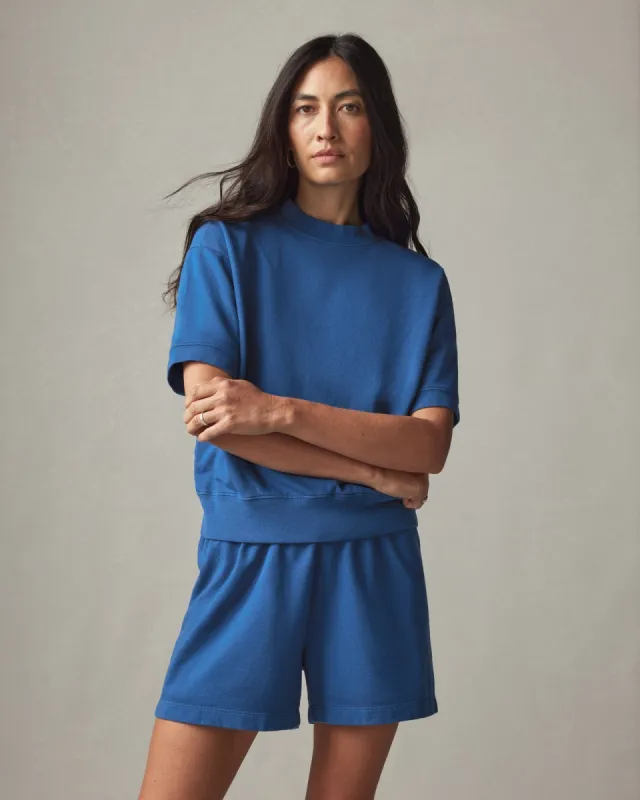 Lightweight Cotton Short Sleeve Sweatshirt - Essential Blue sold by American Giant