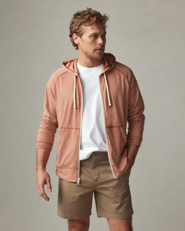 Lightweight Full Zip - Burnt Clay Heather sold by American Giant