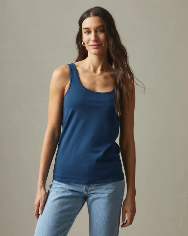 Women's Classic Cotton Scoop Tank - Blue Storm made by American Giant