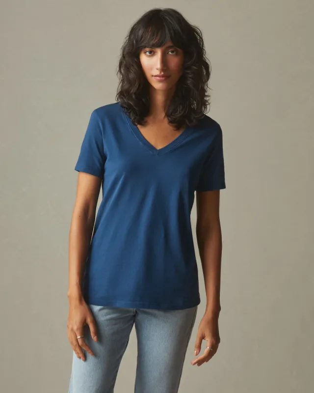 Women's Classic Cotton V-Neck Tee - Blue Storm sold by American Giant