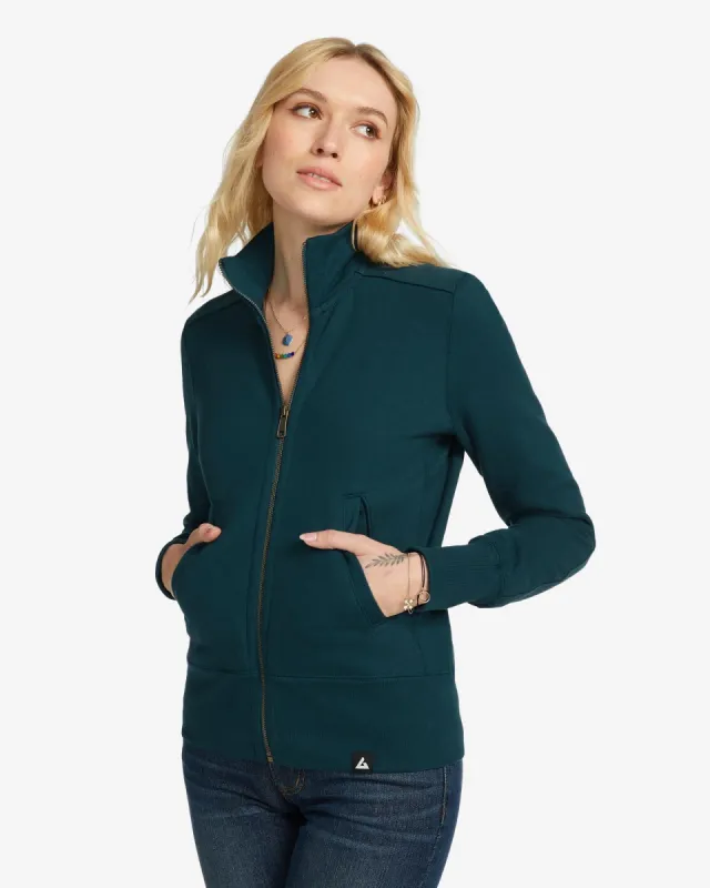 Women's Moto Full Zip - Blue Mountain made by American Giant