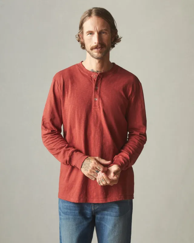 Men's Premium Slub Long Sleeve Henley - Burnt Pepper sold by American Giant