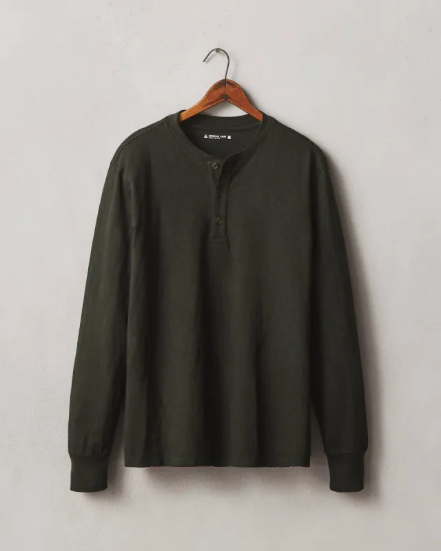 Premium Slub Henley Tee Long Sleeve - Dark Elm sold by American Giant