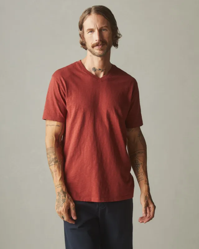 Men's Premium Slub V-Neck Tee - Burnt Pepper made by American Giant