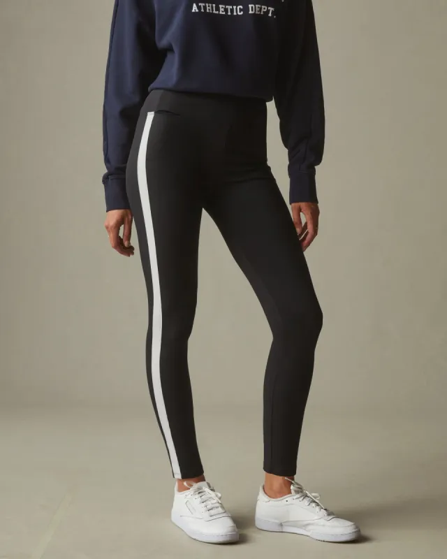 Women's No-BS High Rise Pant White Stripe - Super Black sold by American Giant