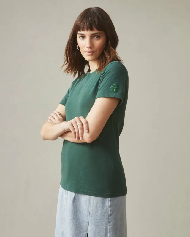Women's Premium Slub Crew Tee St. Patricks Day - Trekking Green made by American Giant