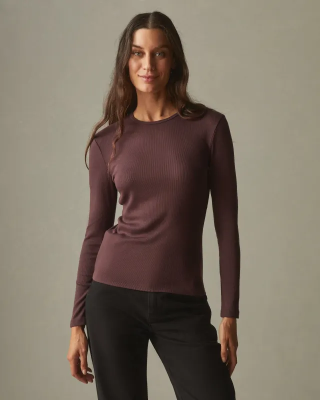 Stretch Rib Crew Tee Long Sleeve - Puce sold by American Giant