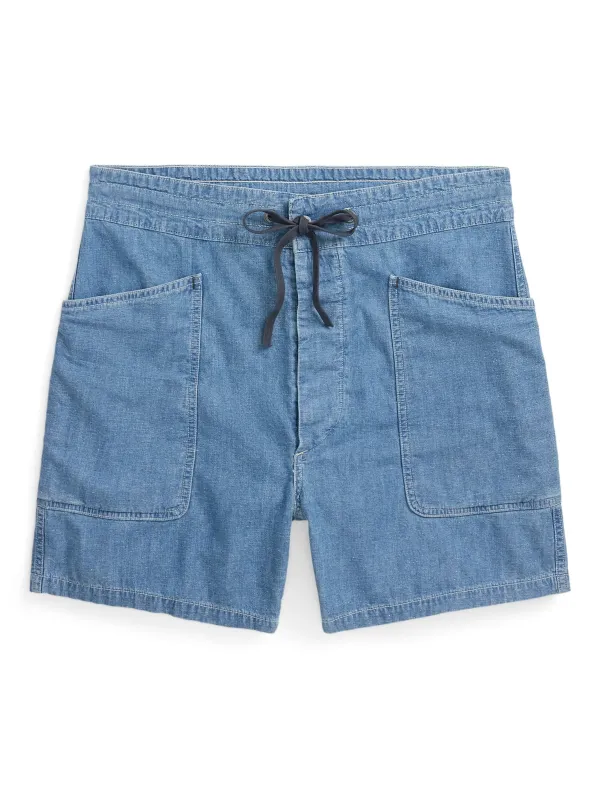 Indigo Cotton-Linen Chambray Short made by RRL