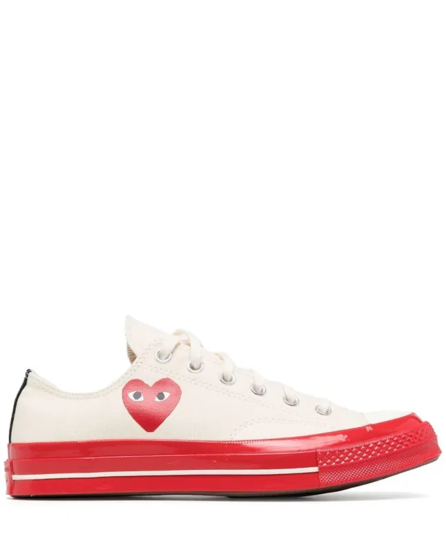 Converse Red Sole Low Top Off White made by Comme des Garcons PLAY