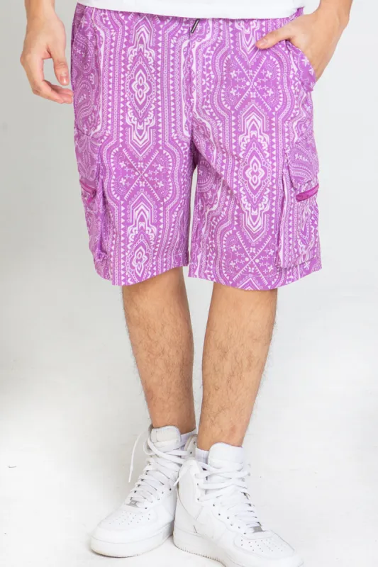 Purple Bandana Nylon Shorts sold by American Stitch